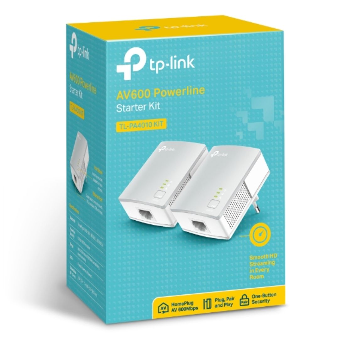 TP-Link TL-PA4010 KIT AV600 Powerline Ethernet Adapter Starter Kit 600Mbps HomePlug AV 1xLAN Port 300m Range Plug & Play Mini Size - Image 1