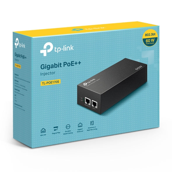 TP-Link TL-POE170S Omada PoE++ Injector, 2 Gigabit Ports, 802.3af/at/bt, Integrated Power Supply, Wall Mountable, Plug & Play - Image 4