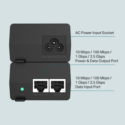 TP-Link TL-POE260S 2.5G PoE+ Injector, 1× 2.5G PoE Port, 1× 2.5G Non-PoE Port, Data and Power Carried over The Same Cable Up to 100 Meters, Pocket Siz - Image 4