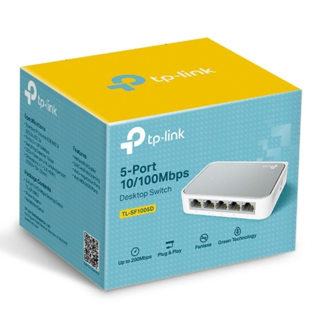 TP-Link TL-SF1005D 5-port 10/100M mini Desktop Switch, 5 10/100M RJ45 ports, Plastic case, Supports Auto MDI / MDIX - Image 1