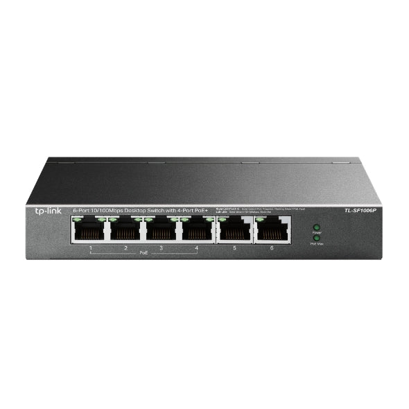 TP-Link TL-SF1006P 6-Port 10/100Mbps Desktop Switch with 4-Port PoE+, Up To 67W For all PoE Ports, Up To 30W Each PoE Port - Image 2