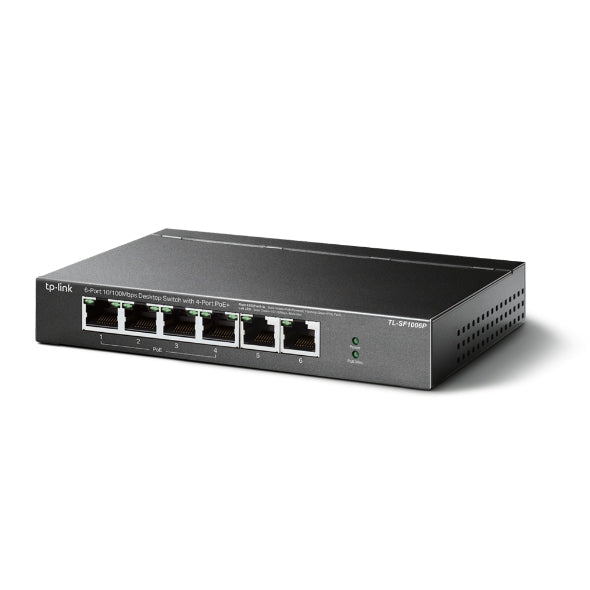 TP-Link TL-SF1006P 6-Port 10/100Mbps Desktop Switch with 4-Port PoE+, Up To 67W For all PoE Ports, Up To 30W Each PoE Port - Image 3