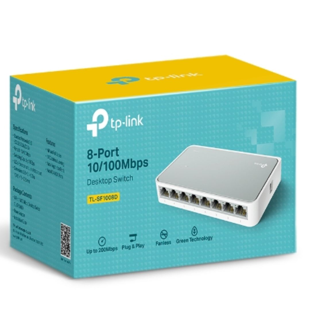TP-Link TL-SF1008D 8-port 10/100M Desktop Switch, 8 10/100M RJ45 ports, Plastic case, Supports Auto MDI/MDIX - Image 1