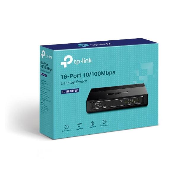 (E)(CH)TP-Link TL-SF1016D 16-Port 10/100Mbps Desktop Switch or wall-mounting design Plug and play 3.2Gbps Switching Capacity Auto-MDI/MDIX Supports MA - Image 1