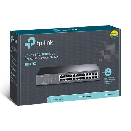 (E)(CH)TP-Link TL-SF1024D 24-Port 10/100Mbps Rackmount Unmanaged Switch energy-efficient Supports MAC 13-inch Desktop steel case 4.8 Gbps Switching Ca - Image 1