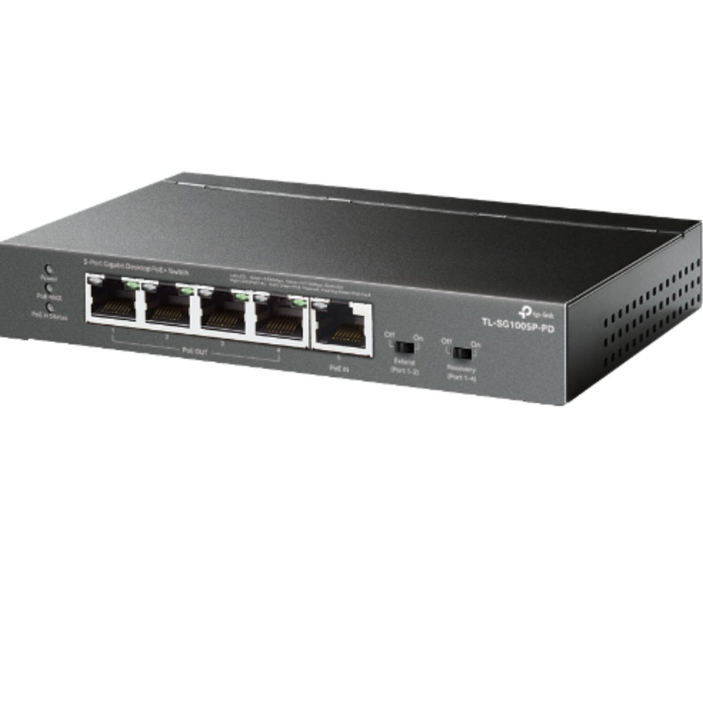 TP-Link TL-SG1005P-PD 5-Port Gigabit Desktop PoE+ Switch with 1-Port PoE++ In, 4-Port PoE+ Out, Metal Case, Long Range 250M, Up to 66W Total POE Budge - Image 2