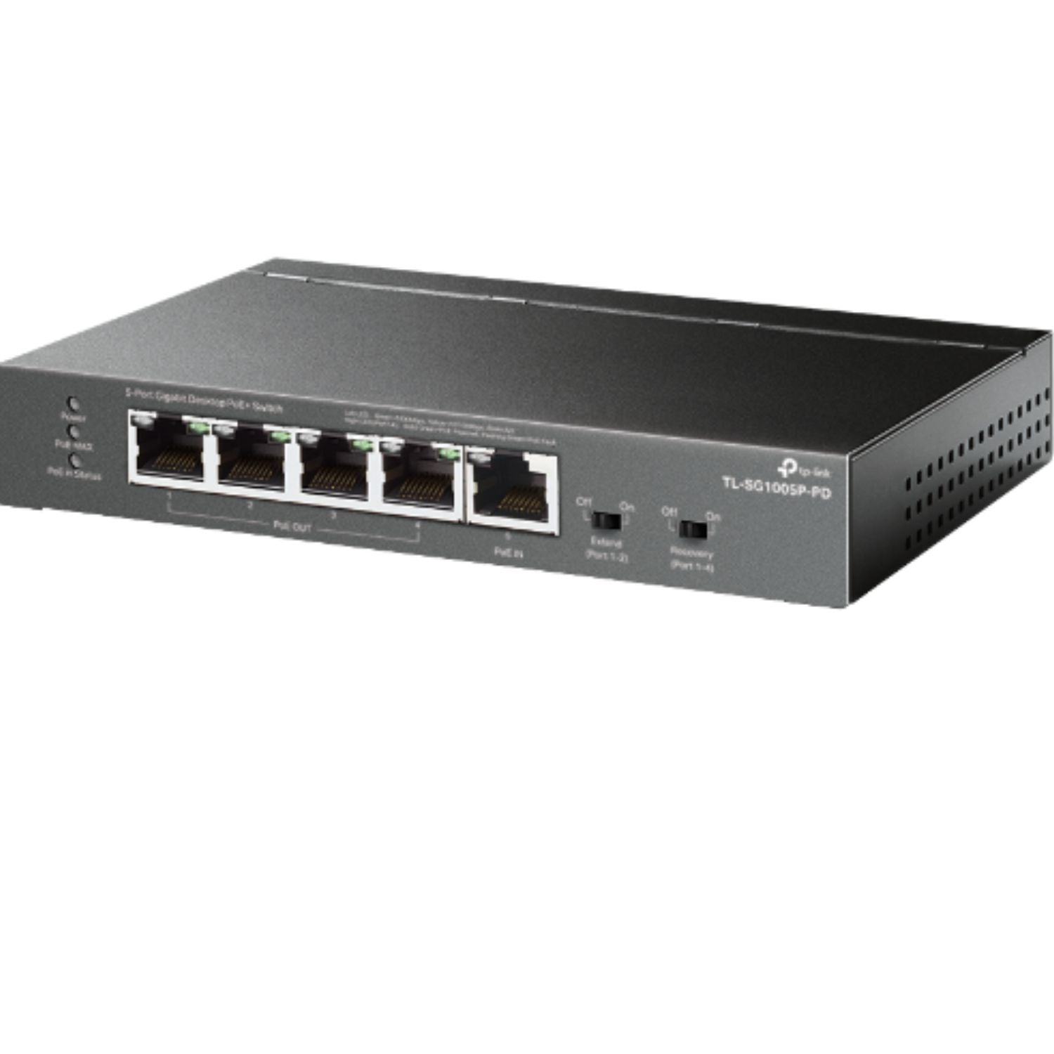 TP-Link TL-SG1005P-PD 5-Port Gigabit Desktop PoE+ Switch with 1-Port PoE++ In, 4-Port PoE+ Out, Metal Case, Long Range 250M, Up to 66W Total POE Budge - Image 2