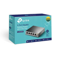 TP-Link TL-SG1005P 5-Port Gigabit Desktop Switch with 4-Port PoE, 5 Gigabit RJ45 ports including 4 PoE ports, 56W PoE Power supply, steel case - Image 5