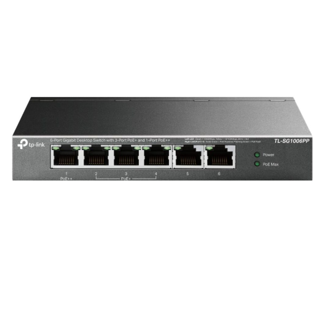 TP-Link TL-SG1006PP 6-Port Gigabit Desktop Switch with 3-Port PoE+ and 1-Port PoE++ , 6× 10/100/1000 Mbps RJ45 ports - Image 2