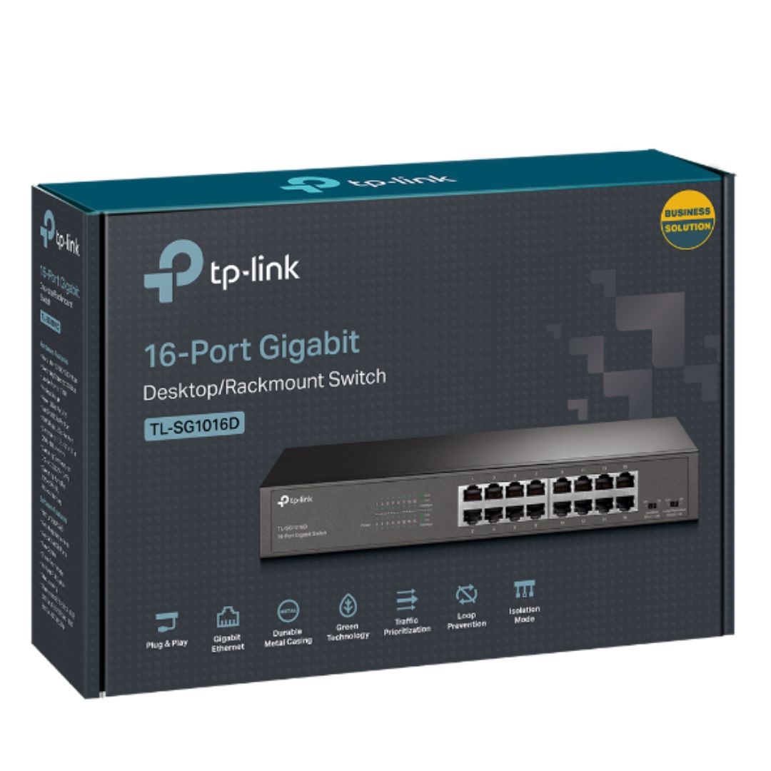 TP-Link TL-SG1016DE 16-Port Gigabit Easy Smart Switch Network Monitoring, Traffic Prioritization & VLAN Features Web-based User Interface - Image 1