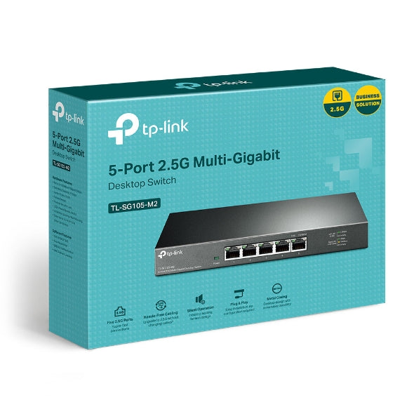 TP-Link TL-SG105-M2 5-Port 2.5G Desktop Switch, Up To 25G Switching Capacity, Connects 2.5G NAS/Server, 2.5G WiFi 6 AP, 4K Video, Wall-Mountable, 5YW - Image 1
