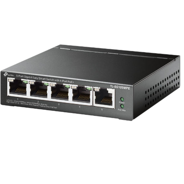 TP-Link TL-SG105MPE 5-Port Gigabit Easy Smart Switch with 4-Port PoE+, PoE Auto Recovery, MTU/Port/Tag-based VLAN, QoS, IGMP Snooping, Web/Utility Man