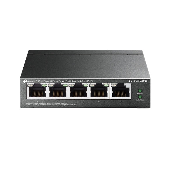 TP-Link TL-SG105PE 5-Port Gigabit Easy Smart Switch with 4-Port PoE+, Up To 65W For all PoE Ports, Up To 30W Each PoE Port - Image 2