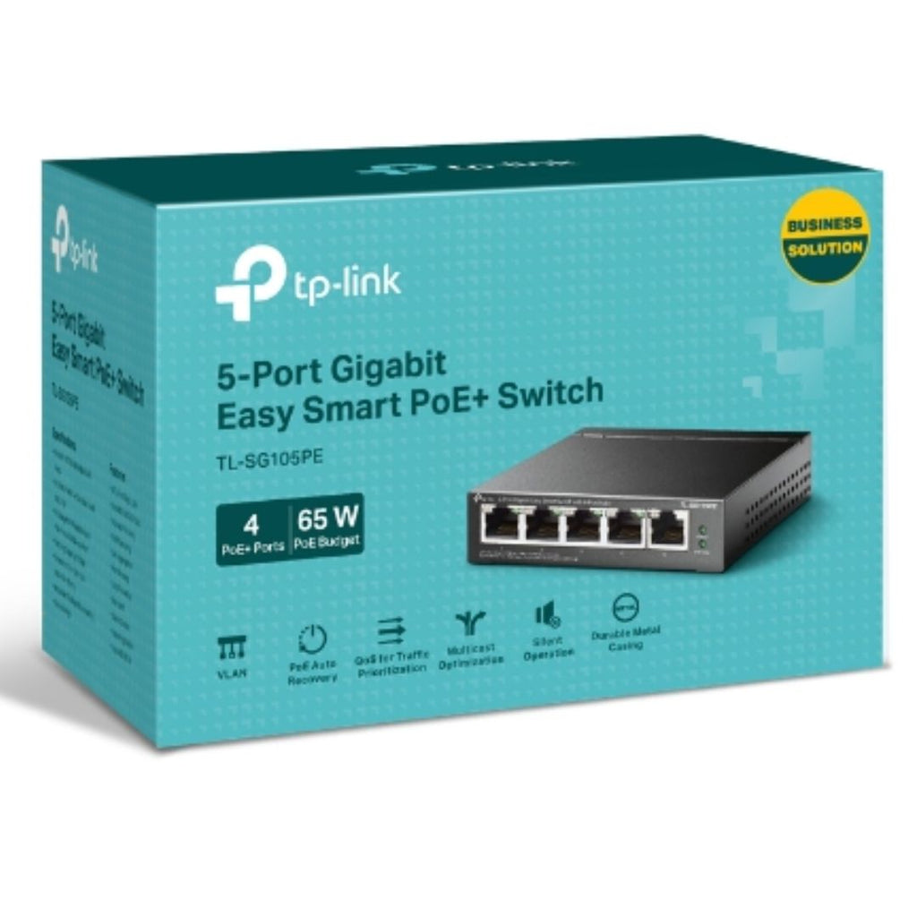 TP-Link TL-SG105PE 5-Port Gigabit Easy Smart Switch with 4-Port PoE+, Up To 65W For all PoE Ports, Up To 30W Each PoE Port - Image 4