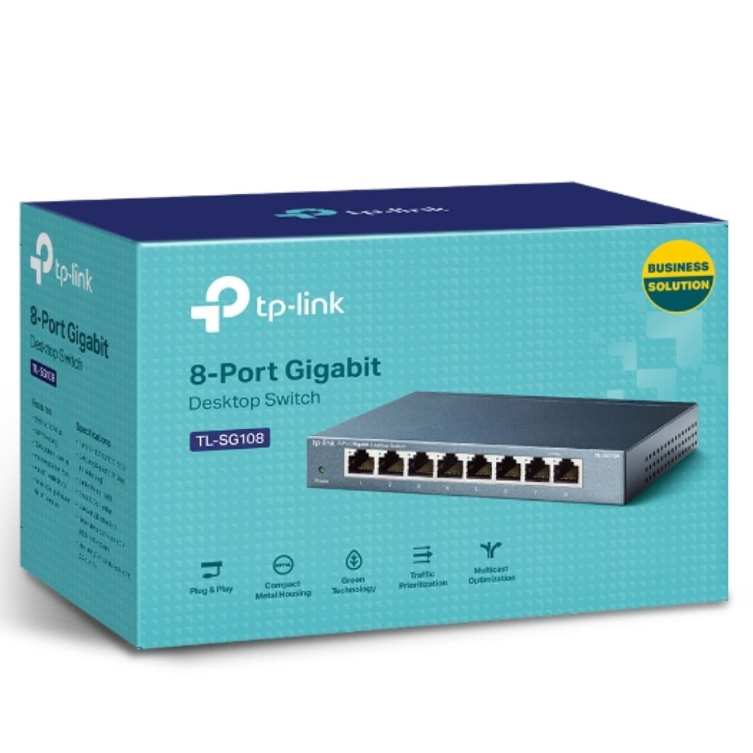 TP-Link TL-SG108 8-Port Gigabit Desktop Switch Steel Case Fanless 11.9Mpps Support 802.1p/DSCP QoS1 and IGMP Snooping Plug & Play - Image 5