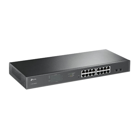 TP-Link TL-SG1218MPE 16-Port Gigabit PoE+ Easy Smart Switch, 16 Gigabit RJ45 Ports, 2 SFP Slots, 802.3at/af, 192W PoE Power, 1U 19-inch Rack-mountable - Image 1