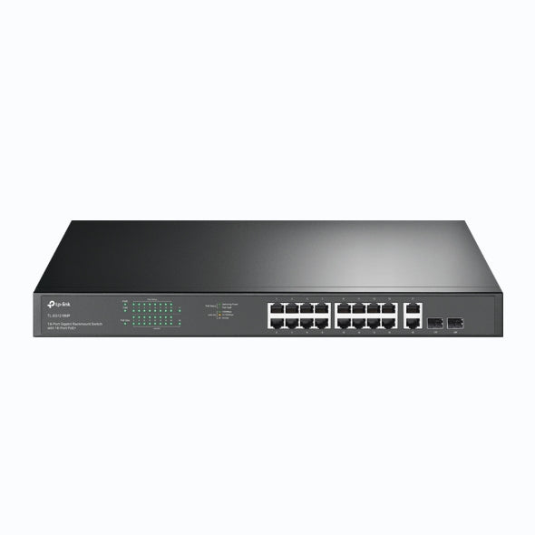 TP-Link TL-SG1218MP 18-Port Gigabit Rackmount Switch With 16 PoE+ & 2 SFP Slots, 16× Gigabit PoE+ Ports, 2× Gigabit Non-PoE Ports, 2× Combo Gigabit SF - Image 1