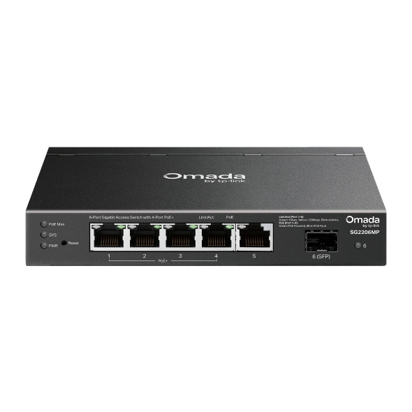 TP-Link SG2206MP Omada Access 6-Port Gigabit Switch with 4-Port PoE+ - Image 5