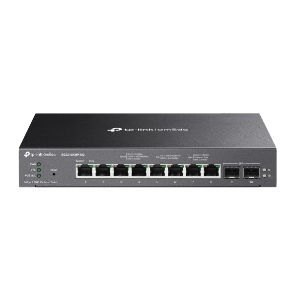 TP-Link SG2210XMP-M2 Omada 8-Port 2.5GBASE-T and 2-Port 10GE SFP+ Smart Switch with 8-Port PoE+, Integration with Omada SDN Controller, Static Routing - Image 1