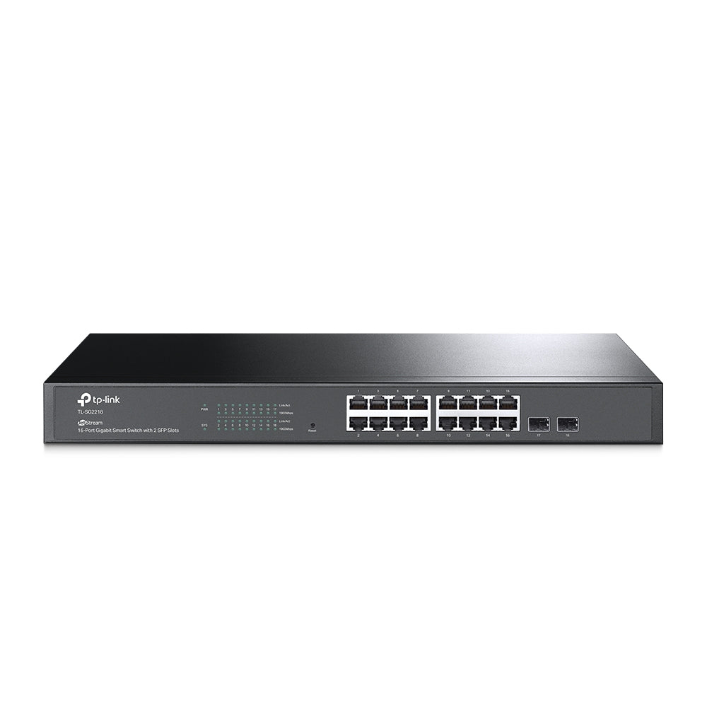 TP-Link SG2218 JetStream 16-Port Gigabit Smart Switch with 2 SFP Slots, Support Omada SDN, L2/L3/L4 QoS, Static Routing, Rack Mountable - Image 1