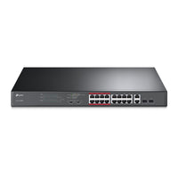 TP-Link TL-SL1218MP 16-Port 10/100Mbps PoE+ Switch, 16 10/100Mbps RJ45 Ports, 2 Gigabit RJ45 Ports, 2 Combo SFP Slots, 802.3at/af, 192W PoE Power, 1U - Image 4