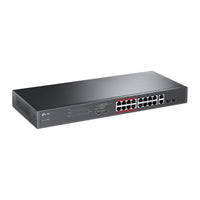 TP-Link TL-SL1218MP 16-Port 10/100Mbps PoE+ Switch, 16 10/100Mbps RJ45 Ports, 2 Gigabit RJ45 Ports, 2 Combo SFP Slots, 802.3at/af, 192W PoE Power, 1U - Image 2