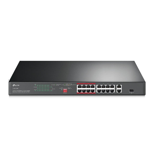 TP-Link TL-SL1218P 16-Port 10/100 Mbps + 2-Port Gigabit Rackmount Switch with 16-Port PoE+, Up to 150W for all PoE ports, Up to 30W for each PoE port - Image 5
