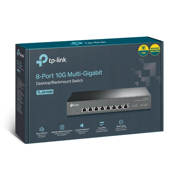 TP-Link TL-SX1008 8-Port 10G Desktop/Rackmount Switch, 160Gbps, Intelligent Fan Noise adjustment, Metal Casing, Plug and Play - Image 5