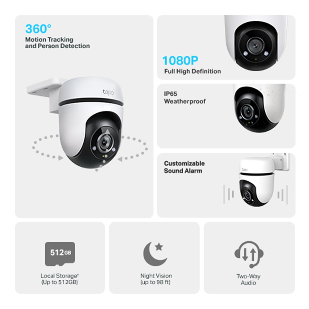TP-Link TC40 Outdoor Pan/Tilt Security Wi-Fi Camera,  1080p, 2.4 GHz, Horizontal 360, Smart AI Detection, Smart Motion Tracking - Image 2