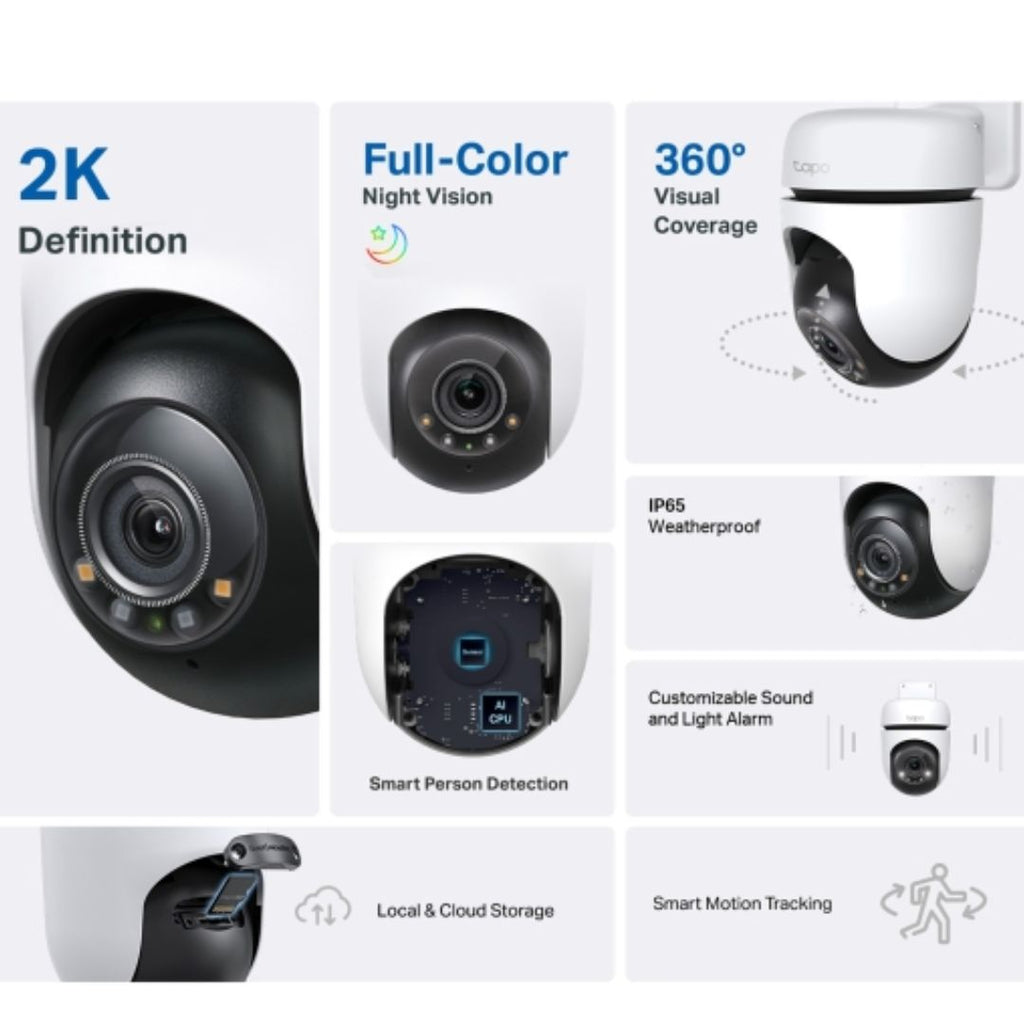 TP-Link TC41 Outdoor Pan/Tilt Security WiFi Camera, 2K, Colour Night Vision, 360° Visual Coverage, Smart Motion Tracking, Multiple Detection - Image 4
