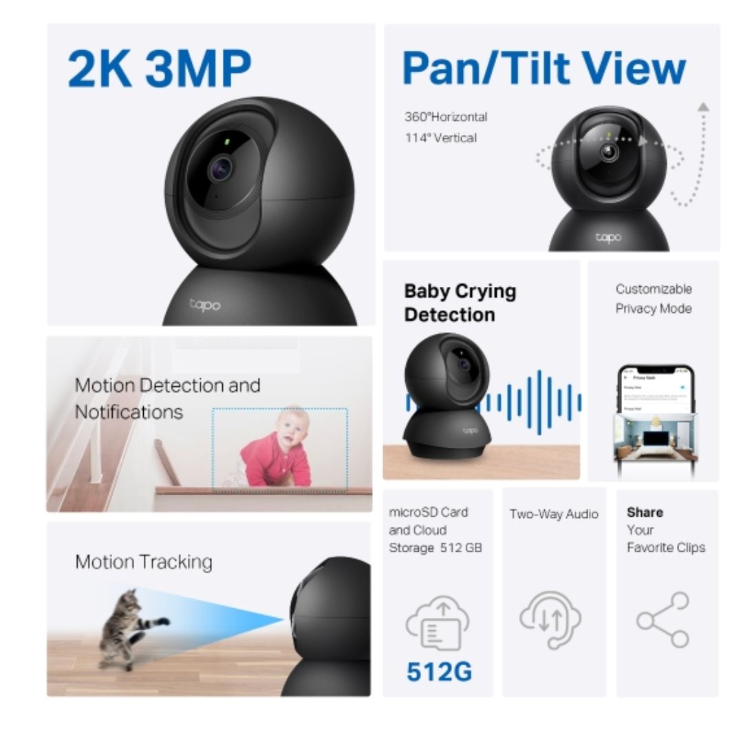 TP-Link Tapo C211 Pan/Tilt Home Security Wi-Fi Camera， 2K 3MP,  2-Way Audio, Night Vision up to 30 Ft, Privacy Zone - Image 3