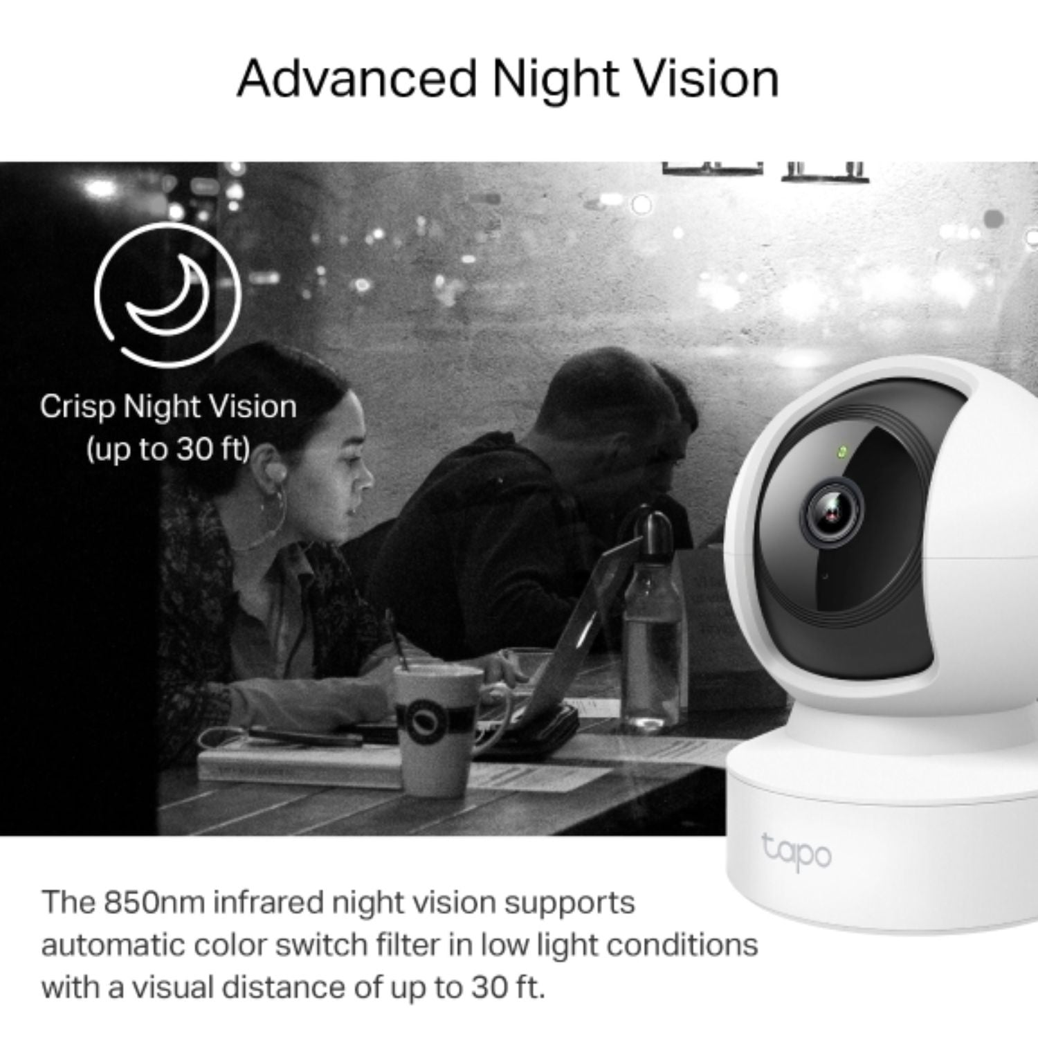 TP-Link Tapo C212 Pan/Tilt Home Security Wi-Fi Camera, 2K (2304x1296), 2.4 GHz, Horizontal 360º, 1 × Ethernet Port,Local Storage through microSD Card - Image 4