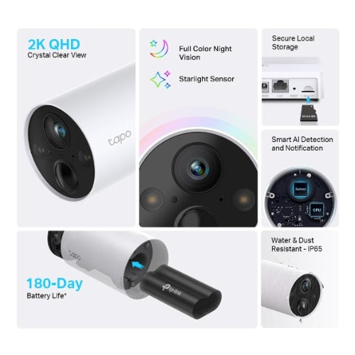 TP-Link Tapo C420 Tapo Smart Wire-Free Camera, 4MP, Starlight Sensor, Full-Color Night Vision, Water & Dust Resistant - IP65 , 1-Year Warranty - Image 2