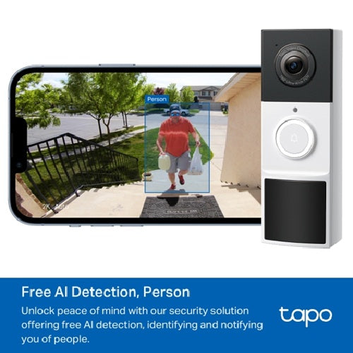 TP-Link TD21 Tapo Video Doorbell Camera, Ringtones, 230 days battery life, Head to Toe View (16:9), 160° Diagonal Field of View, Smart Detection and N - Image 2