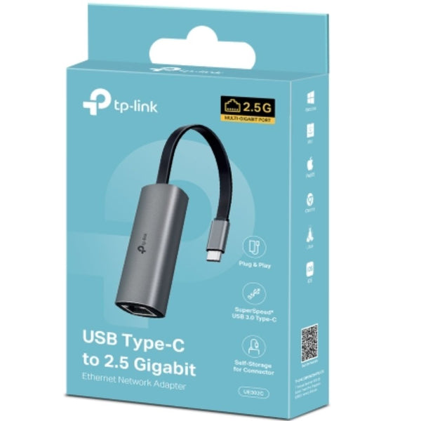 TP-Link UE302C USB Type-C to 2.5 Gigabit Ethernet Network Adapter, 1 USB 3.0 Type-C Connector, 1×2.5 Gigabit Ethernet Port, Foldable, Portable Design - Image 1