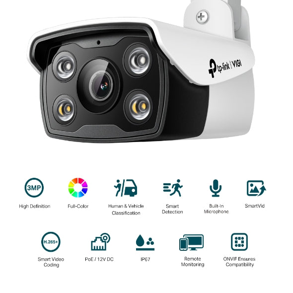 TP-Link VIGI 3MP C330(2.8mm) Outdoor Full-Color Bullet Network Camera, 2.8mm Lens, Smart Detection, 3YW - Image 3