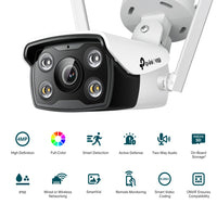 TP-Link VIGI 4MP C340-W(4mm) Outdoor Full-Colour Wi-Fi Bullet Network Camera, 4mm Lens, Smart Detection, 3YW - Image 2