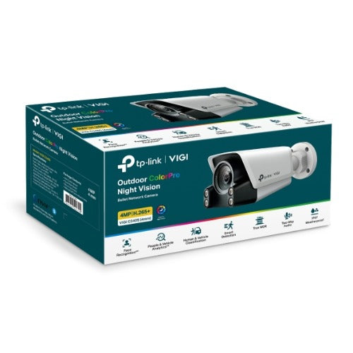 TP-Link VIGI 4MP C340S(4mm)  Outdoor ColourPro Night Vision Bullet Network Camera, 4mm Lens, Smart Detection - Image 1