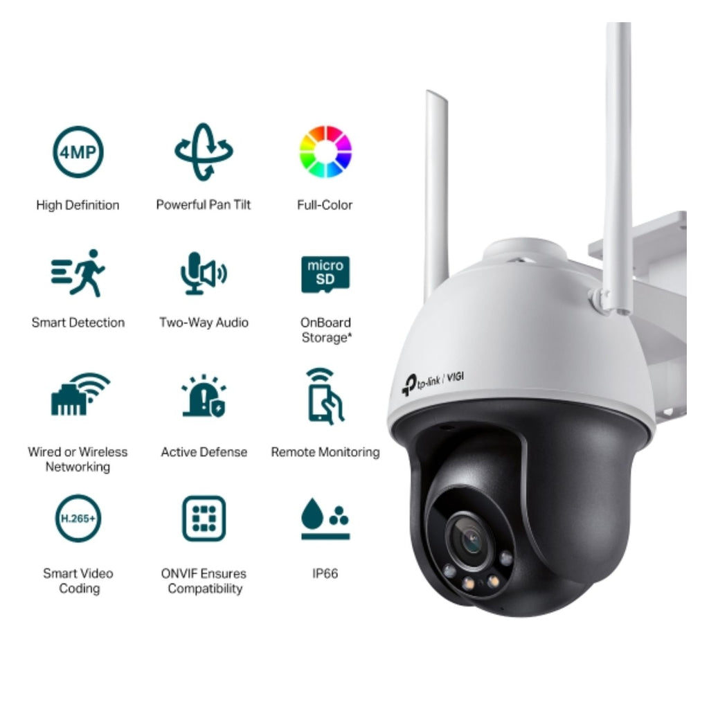 TP-Link VIGI 4MP C540-W(4mm) Outdoor Full-Colour Wi-Fi Pan Tilt Network Camera, 4mm Lens, Smart Detection,3YW - Image 3