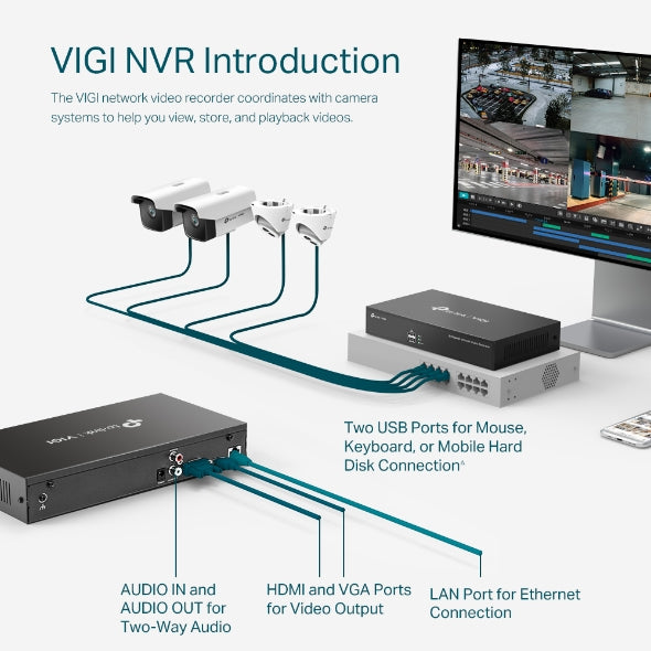 TP-Link VIGI NVR1008H 8 Channel Network Video Recorder, 24/7 Continuous Recording, Up To 10TB 4 Ch Playback, Up To 5MP (HDD Not Included) - Image 4