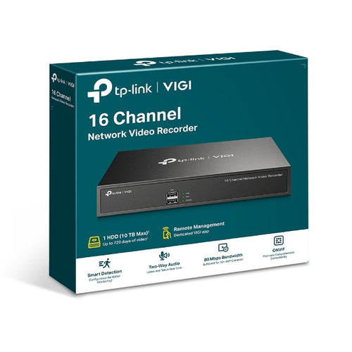 (CH) TP-Link VIGI NVR1016H 16 Channel Network Video Recorder, 24/7 Continuous Recording, Up To 10TB, 16 Channel Live View, UpTo 8MP (HDD Not Included) - Image 1