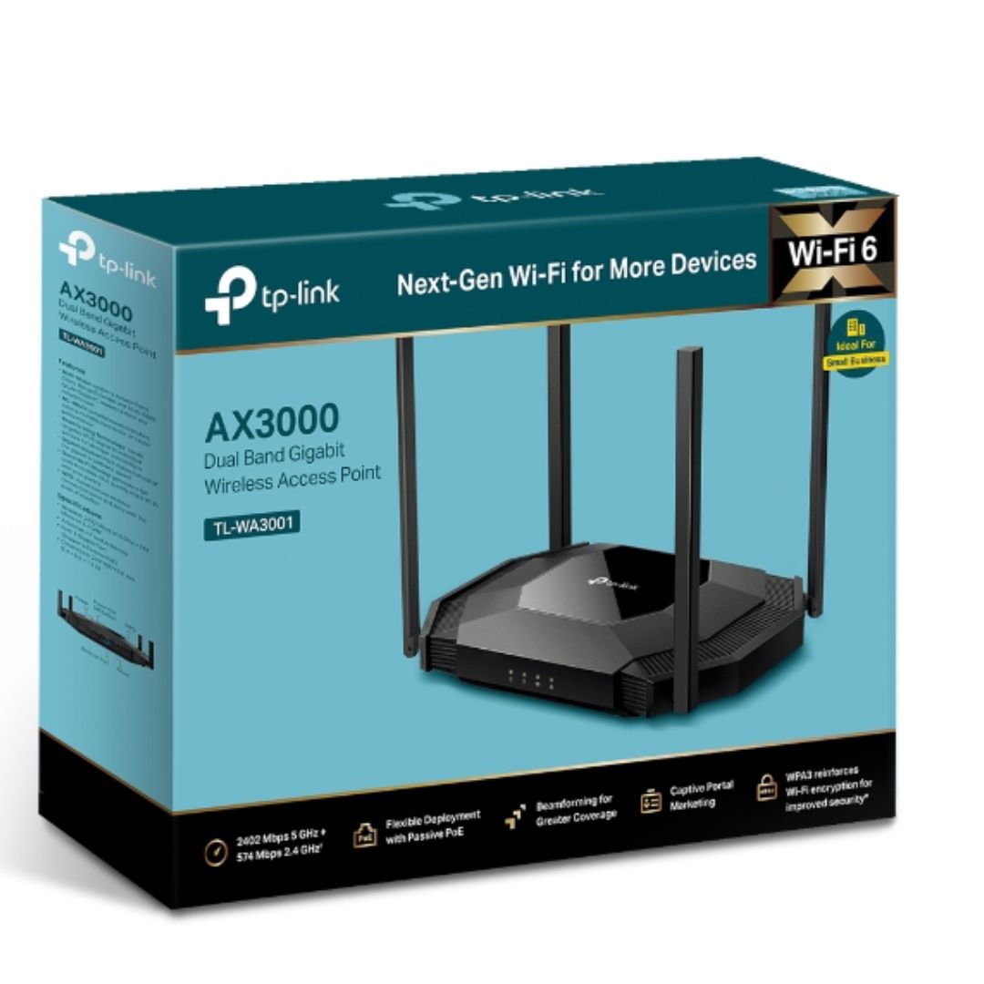 TP-Link TL-WA3001 AX3000 Gigabit Wi-Fi 6 Access Point, 3000 Mbps Dual Band WiFi , Passive PoE, Multiple Operation Modes - Image 1