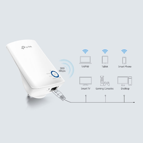 TP-Link TL-WA850RE N300 WiFi Range Extender 2.4GHz (300Mbps) 1x100Mbps LAN 802.11bgn 2x OnBoard antennas Mini size wall-mounted (~TL-WA855RE) - Image 4