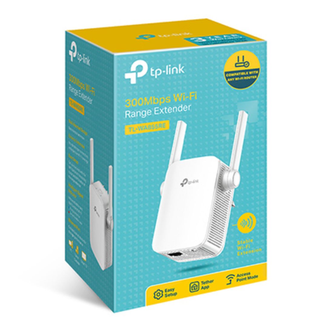 TP-Link TL-WA855RE N300 300Mbps Wi-Fi Range Extender Repeater Access Point 1Gpbs LAN 802.11bgn 2xExternal Antennas Mini Size MIMO Tech Tether App - Image 1