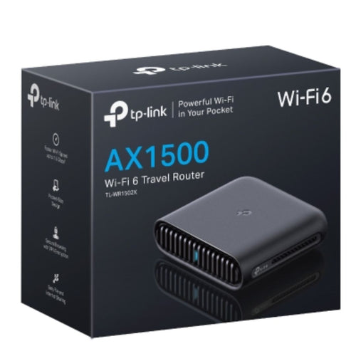 (E)TP-Link TL-WR1502X AX1500 Wi-Fi 6 Travel Router, 1201 Mbps at 5 GHz + 300 Mbps at 2.4 GHz, 2× Internal Antennas, 1× Gigabit WAN Port + 1× Gigabit L - Image 1