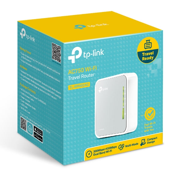 TP-Link TL-WR902AC AC750 750Mbps Dual Band WiFi Wireless Travel Router 1x100Mbps LAN/WAN USB for 3G/4G Modem Pocket Size WISP AP Range Extender Client - Image 1
