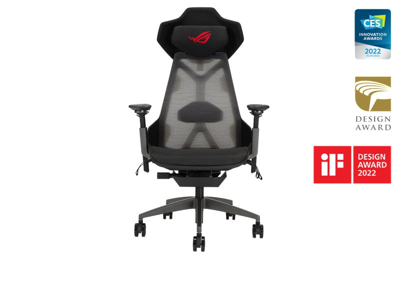 ASUS ROG Destrier Ergo Gaming Chair - Black, 150kg Load, 3D 360° Armrests, 90-135° Tilt, 7cm Lumbar, Aluminum Base, 75mm PU Casters, Class 4 Gas Lift - Image 5