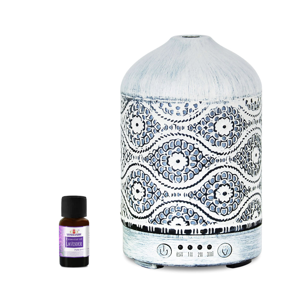 (LS) mbeat® activiva Metal Essential Oil and Aroma Diffuser-Vintage White -100ml Built-in 7 LED colour changing Auto stop misting Product - Image 5
