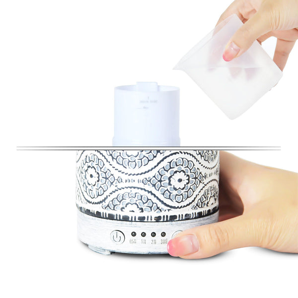 (LS) mbeat® activiva Metal Essential Oil and Aroma Diffuser-Vintage White -100ml Built-in 7 LED colour changing Auto stop misting Product