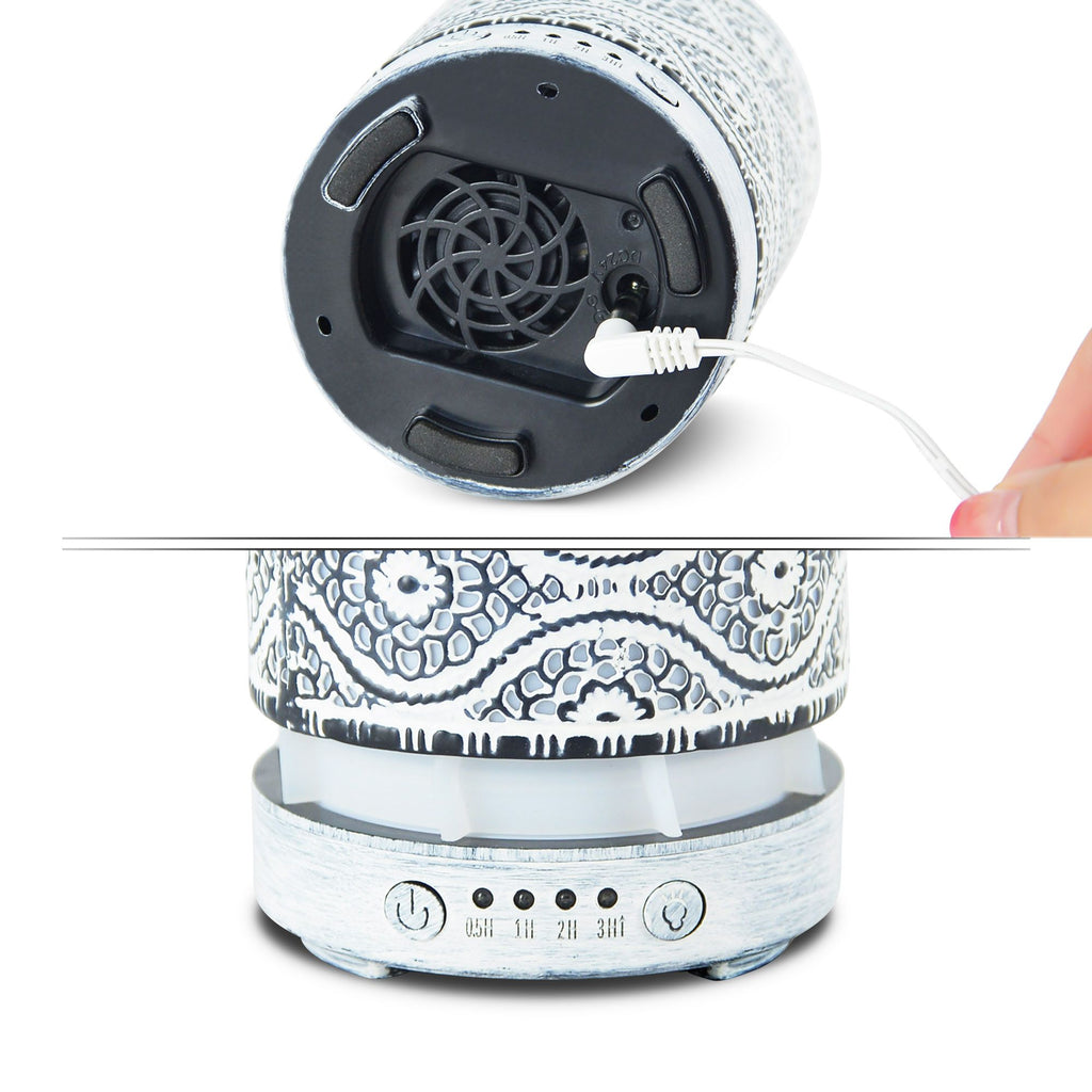 (LS) mbeat® activiva Metal Essential Oil and Aroma Diffuser-Vintage White -100ml Built-in 7 LED colour changing Auto stop misting Product - Image 3